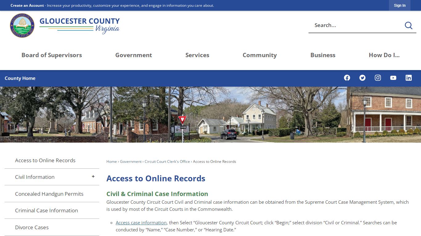 Access to Online Records | Gloucester County, VA