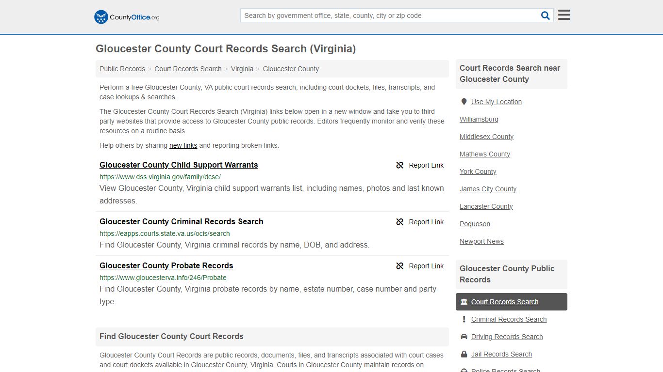 Gloucester County Court Records Search (Virginia) - County Office